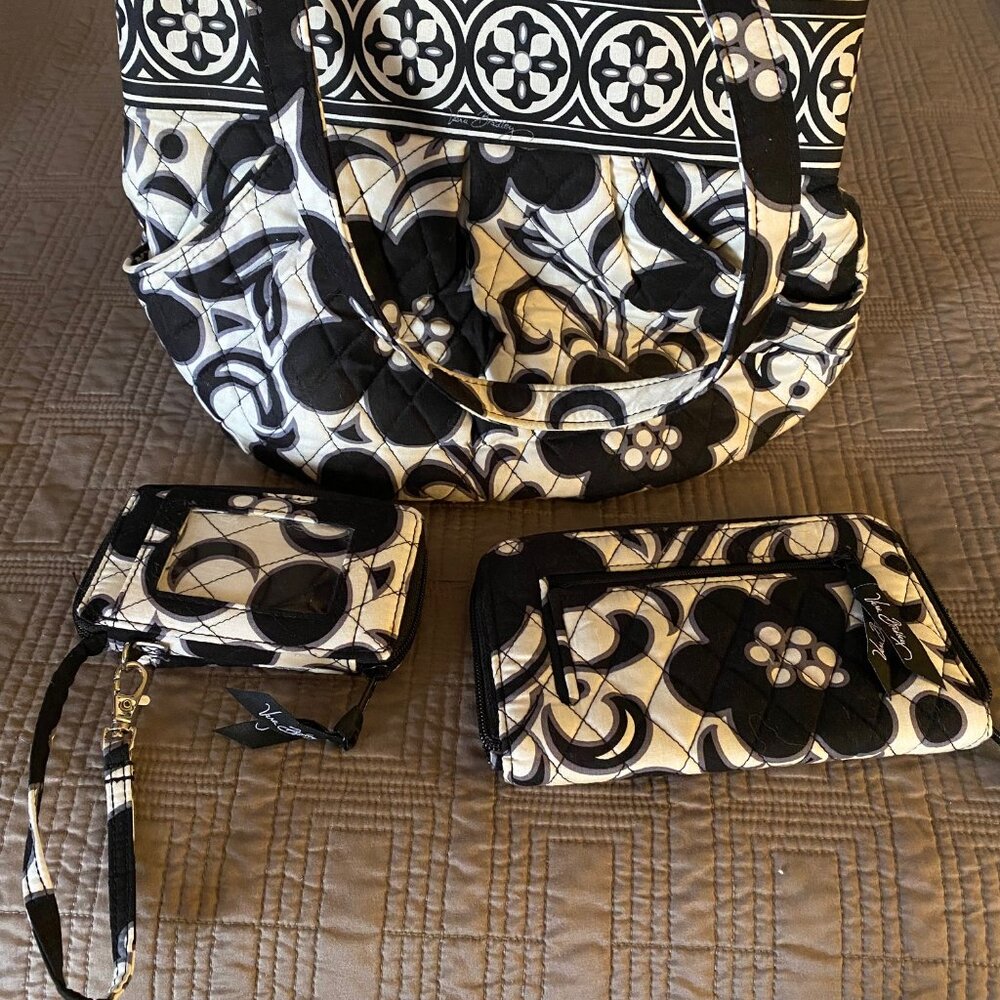 Vera Bradley Night & Day pattern, 3 items: wallet, wristlet & Morgan handbag